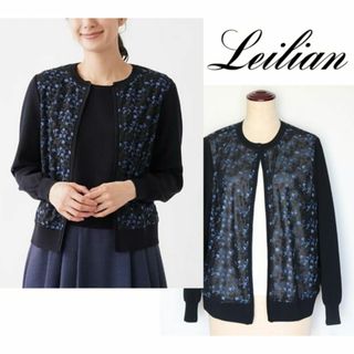 レリアン(leilian)の新品【Leilian レリアン】羽織り上品レース刺繍 カーディガン 黒 13+(カーディガン)