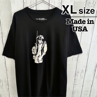 メイドインユーエスエー(MADE IN USA)のUSA製　Tシャツ　XL　ブラック　黒　カウボーイ　プリント　クルーネック　古着(Tシャツ/カットソー(半袖/袖なし))
