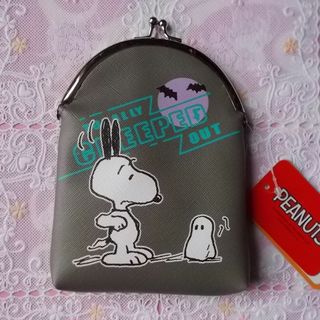 スヌーピー(SNOOPY)のスヌーピーがま口ポーチグレー(キャラクターグッズ)