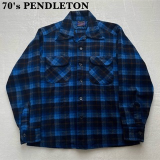 【USA製】70's PENDLETON ボードシャツ ブルー M