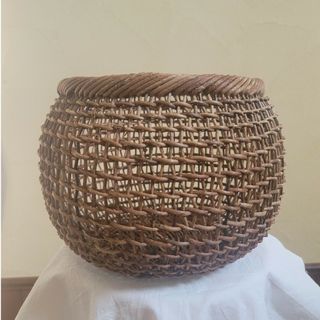 【未使用品】中川原信一さん作 あけびかご 花籠