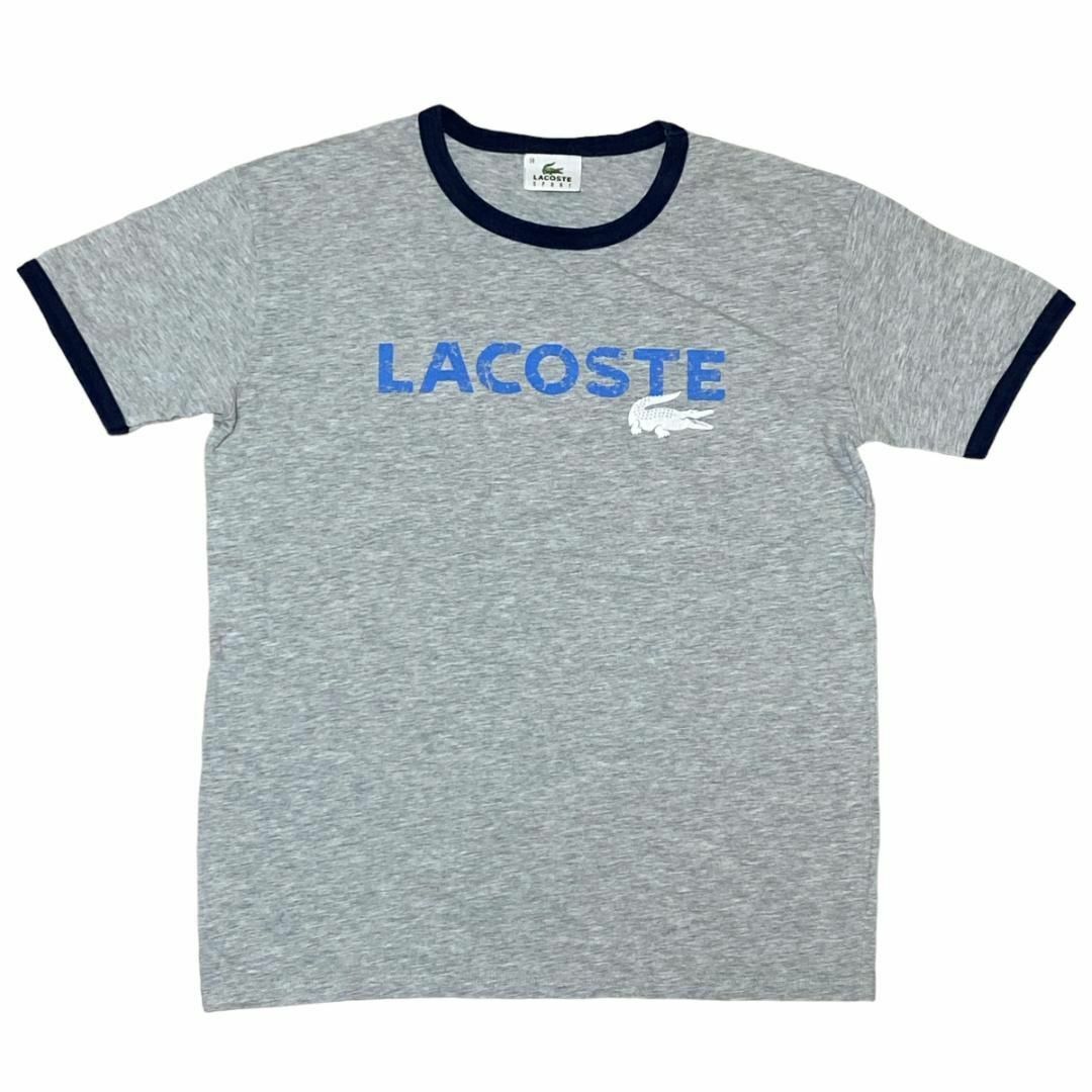 LACOSTE - LACOSTE ラコステ 半袖リンガーTシャツ ワニロゴ グレー z39 LACOSTE - LACOSTE ラコステ 半袖リンガーTシャツ ワニロゴ グレー z39
