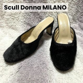 s34b Scull Donna MILANO ミュールサンダル ヒール 黒