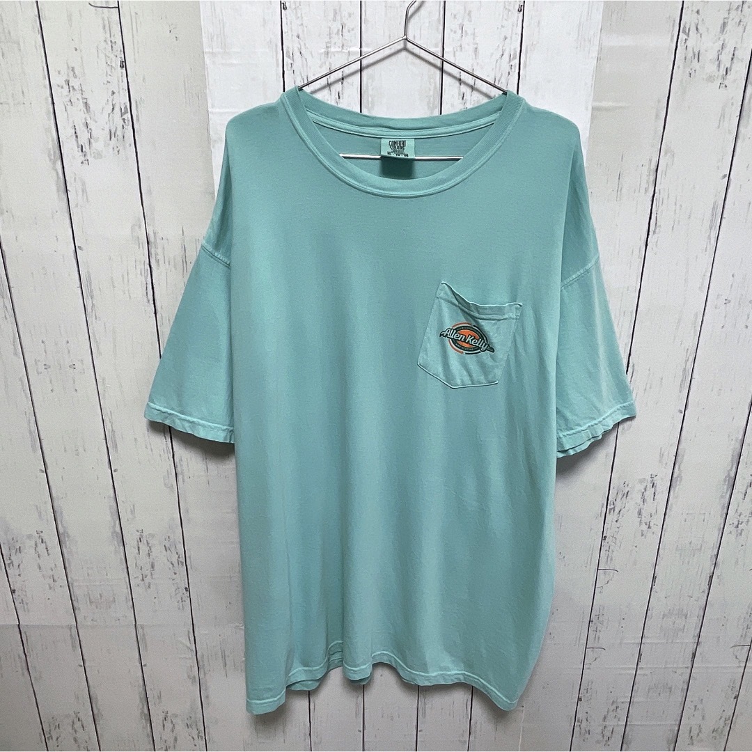 VINTAGE(ヴィンテージ)のComfort Colors　Tシャツ　ブルー　水色　胸ポケット　USA古着 メンズのトップス(Tシャツ/カットソー(半袖/袖なし))の商品写真
