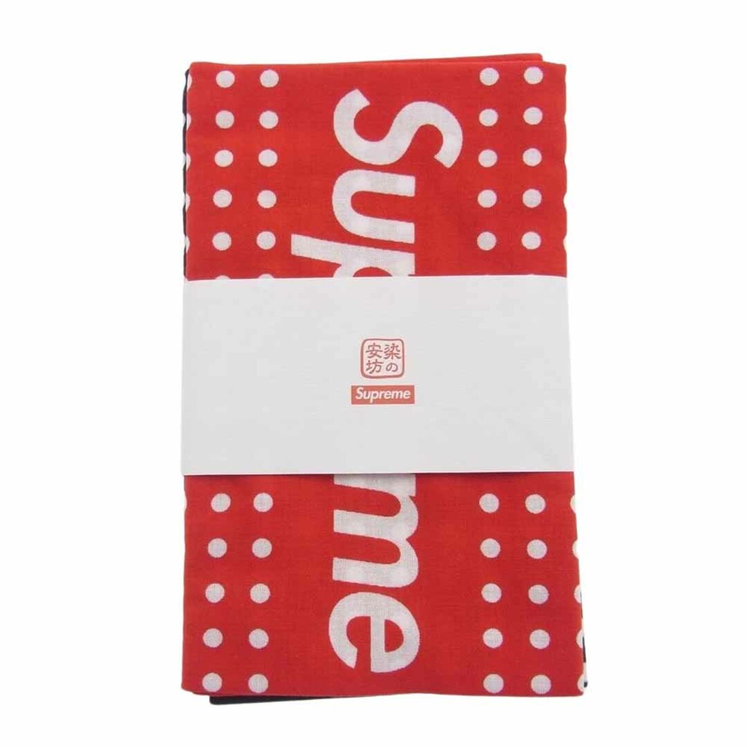 Supreme(シュプリーム)のSupreme シュプリーム その他アクセサリー 22AW × 染の安坊 Tenugui Towel ロゴ ドット柄 手ぬぐい タオル 2枚セット レッド系 ダークネイビー系【極上美品】【中古】 メンズのアクセサリー(その他)の商品写真