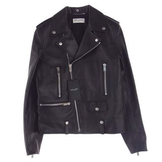 サンローラン(Saint Laurent)のSAINT LAURENT サンローラン ライダースジャケット 484284 Y5YA2 L01 クラシック モーター サイクル レザー ライダース ジャケット ブラック系 44【極上美品】【中古】(その他)