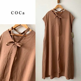 nest Robe - 未使用タグ付きCOCa リボン コットンリネンワンピース ゆったり