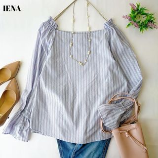 イエナ(IENA)の美品✨　イエナ　ブルーストライプ　長袖　チュニック ブラウス(シャツ/ブラウス(長袖/七分))