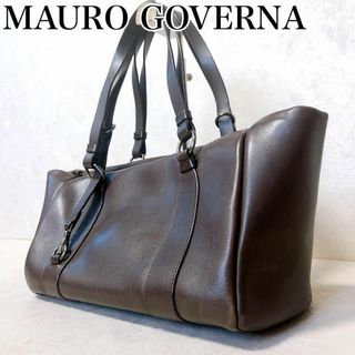 MAURO GOVERNA 2way ハンドバッグ　オールレザー　本革　ブラウン(ハンドバッグ)