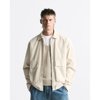 ザラ(ZARA)のZARA ザラ　コットンジャケット、ワークジャケット　タグ付き新品(カバーオール)