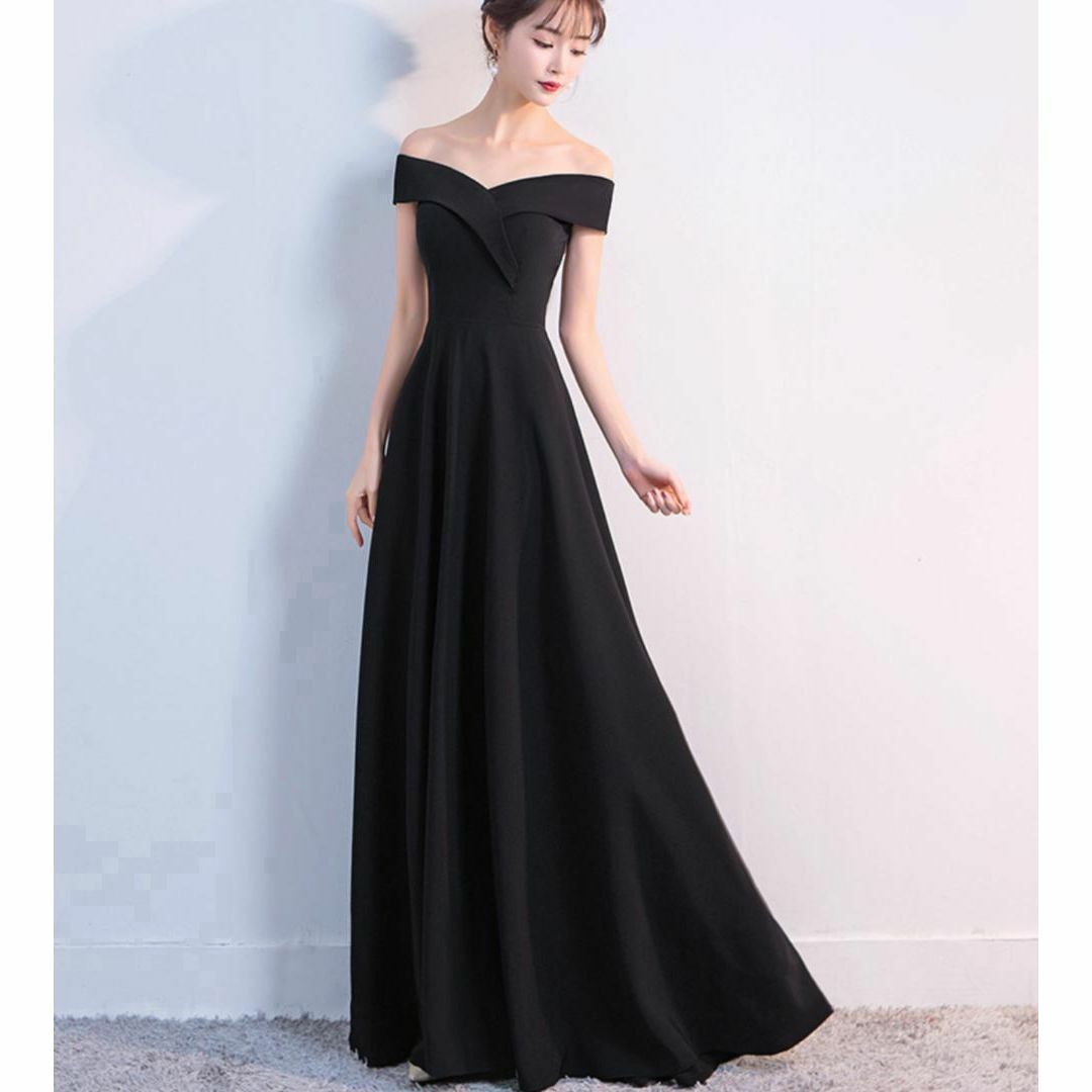 ロングドレスキャバドレスオフショルダー パーティーセクシーかわいい人気黒M　27 レディースのフォーマル/ドレス(その他ドレス)の商品写真
