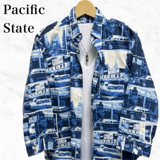 PACIFIC STATE 総柄シャツ　七分袖シャツ　フォトプリントシャツ(シャツ)