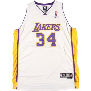 リーボック(Reebok)の古着 リーボック Reebok NBA LOS ANGELES LAKERS ロサンゼルスレイカーズ メッシュタンクトップ ゲームシャツ メンズXXL /eaa436150(タンクトップ)