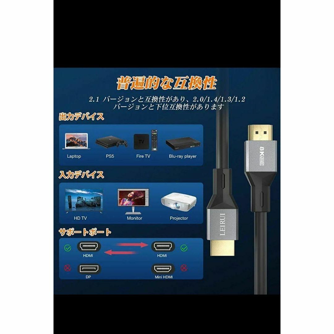 【8K超高画質&超高速&最新のHDMI 2.1規格】　HDMIケーブル スマホ/家電/カメラのテレビ/映像機器(映像用ケーブル)の商品写真