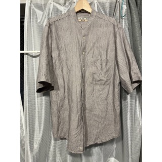 ヴィンテージ(VINTAGE)の古着　vintage バンドカラーシャツ　半袖シャツ　ストライプ(シャツ)