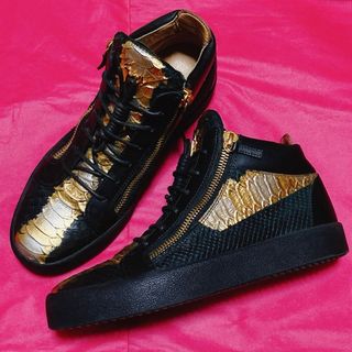 GIUZEPPE ZANOTTI - 美品！　ジュゼッペザノッティ　金蛇革ミドルカットスニーカー　サイズ42