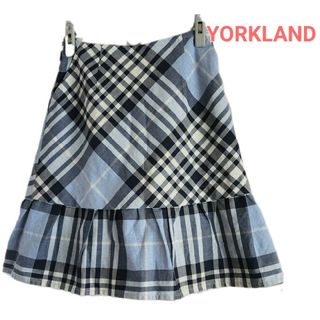 大変美品　YORKLAND  涼しげブロックチェックのコットンスカート