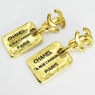 シャネル(CHANEL)のシャネル CC カンボンプレートイヤリング ヴィンテージゴールド GP 2344(イヤリング)