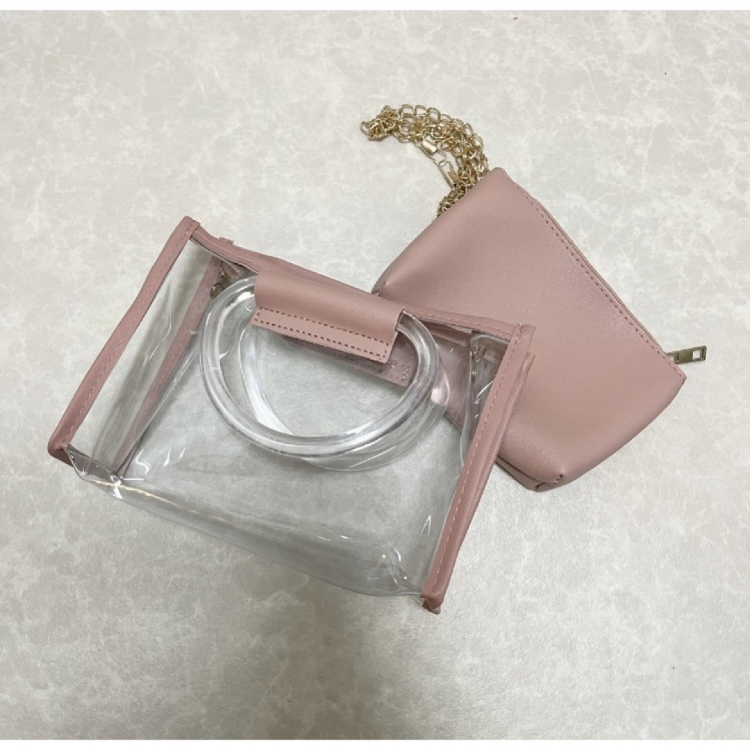 痛バッグ　イベント　オタ活　缶バ　ショルダー  ピンク クリア ロリータ レディースのバッグ(ショルダーバッグ)の商品写真