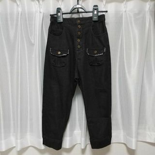 【中古】キッキ KIKKI サルエルパンツ デニム 黒 ブラック L かわいい(サルエルパンツ)