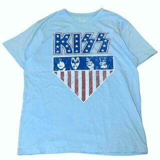 ミュージックティー(MUSIC TEE)のKISS ハードロックバンド 半袖Tシャツ バンドTシャツ 星条旗 s91(Tシャツ/カットソー(半袖/袖なし))