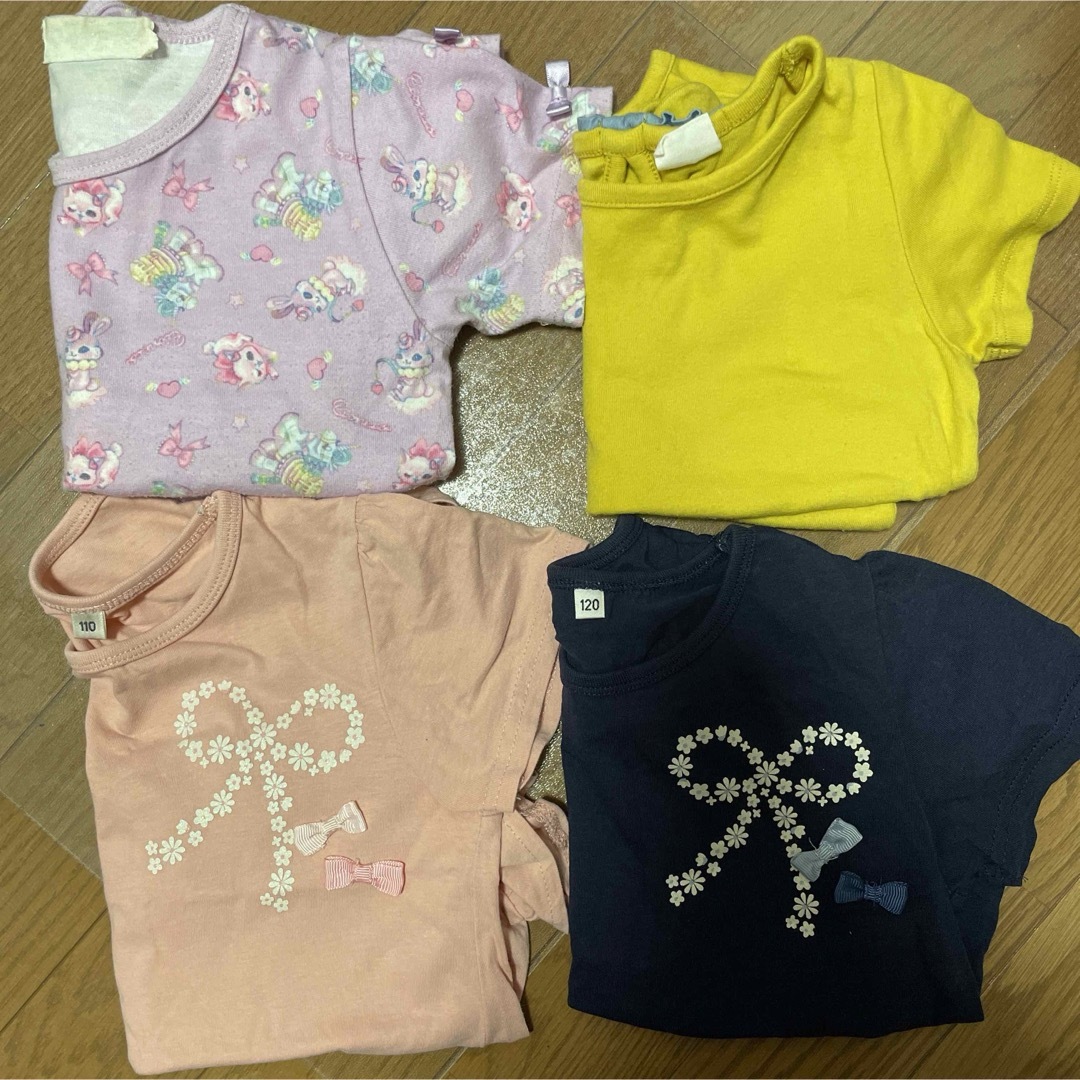 キッズTシャツ　まとめ売り 4枚　女の子　100 110 120 キッズ/ベビー/マタニティのキッズ服女の子用(90cm~)(Tシャツ/カットソー)の商品写真