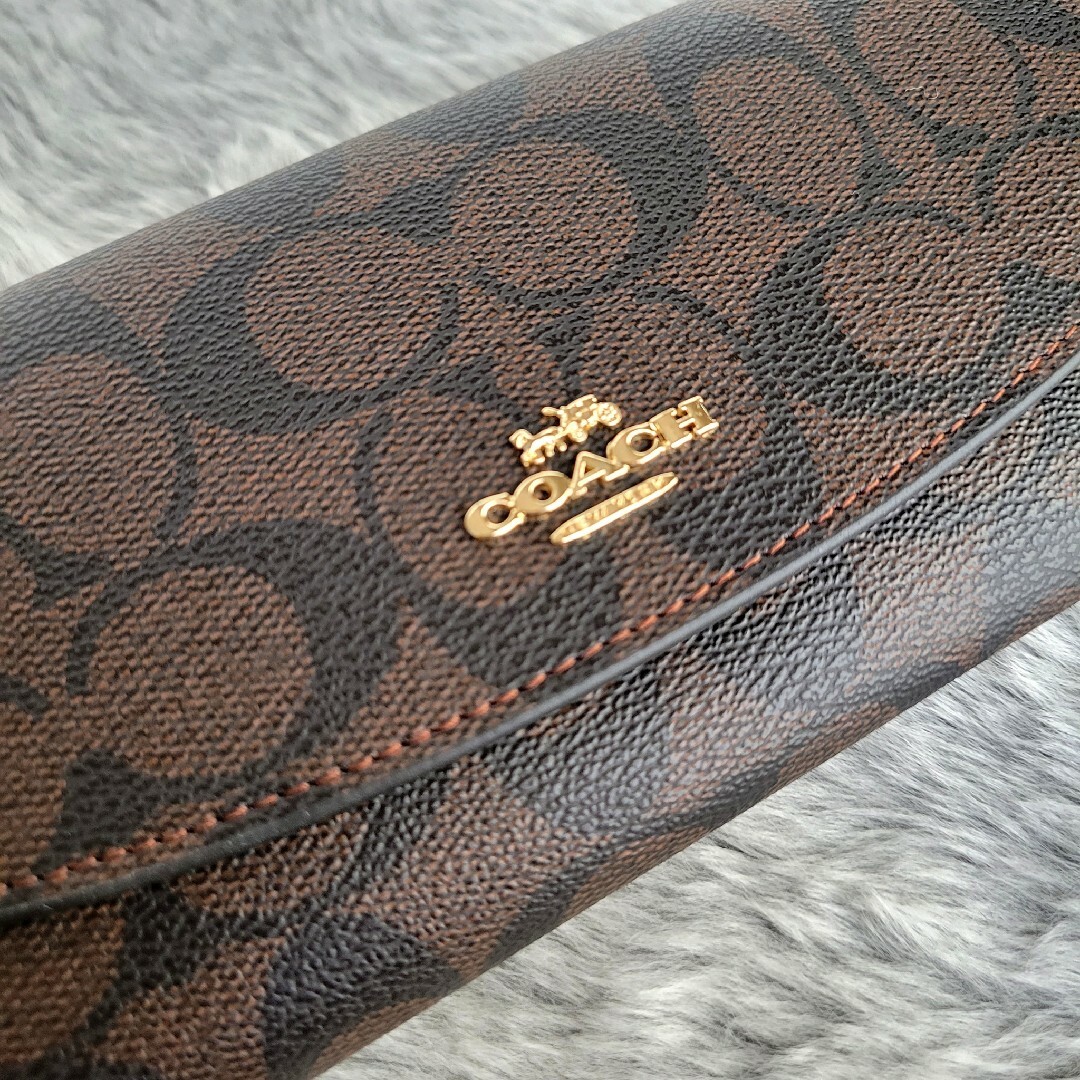 COACH(コーチ)の【新品未使用】COACH コーチ 長財布 エンベロープ 黒茶色 ポーチ付き レディースのファッション小物(財布)の商品写真