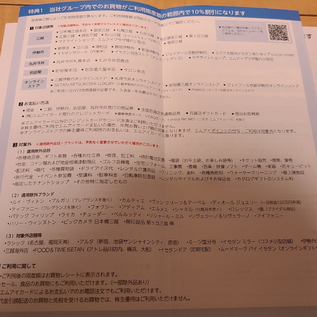 三越(ミツコシ)の三越伊勢丹ホールディングス　株主優待カード チケットの優待券/割引券(ショッピング)の商品写真