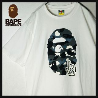 アベイシングエイプ(A BATHING APE)の【人気デザイン】アベイシング エイプ ビックロゴ サルカモ柄 Tシャツ Lサイズ(Tシャツ/カットソー(半袖/袖なし))