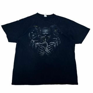 JERZEES 半袖Tシャツ ビッグスカル ブラック US古着 z51(Tシャツ/カットソー(半袖/袖なし))