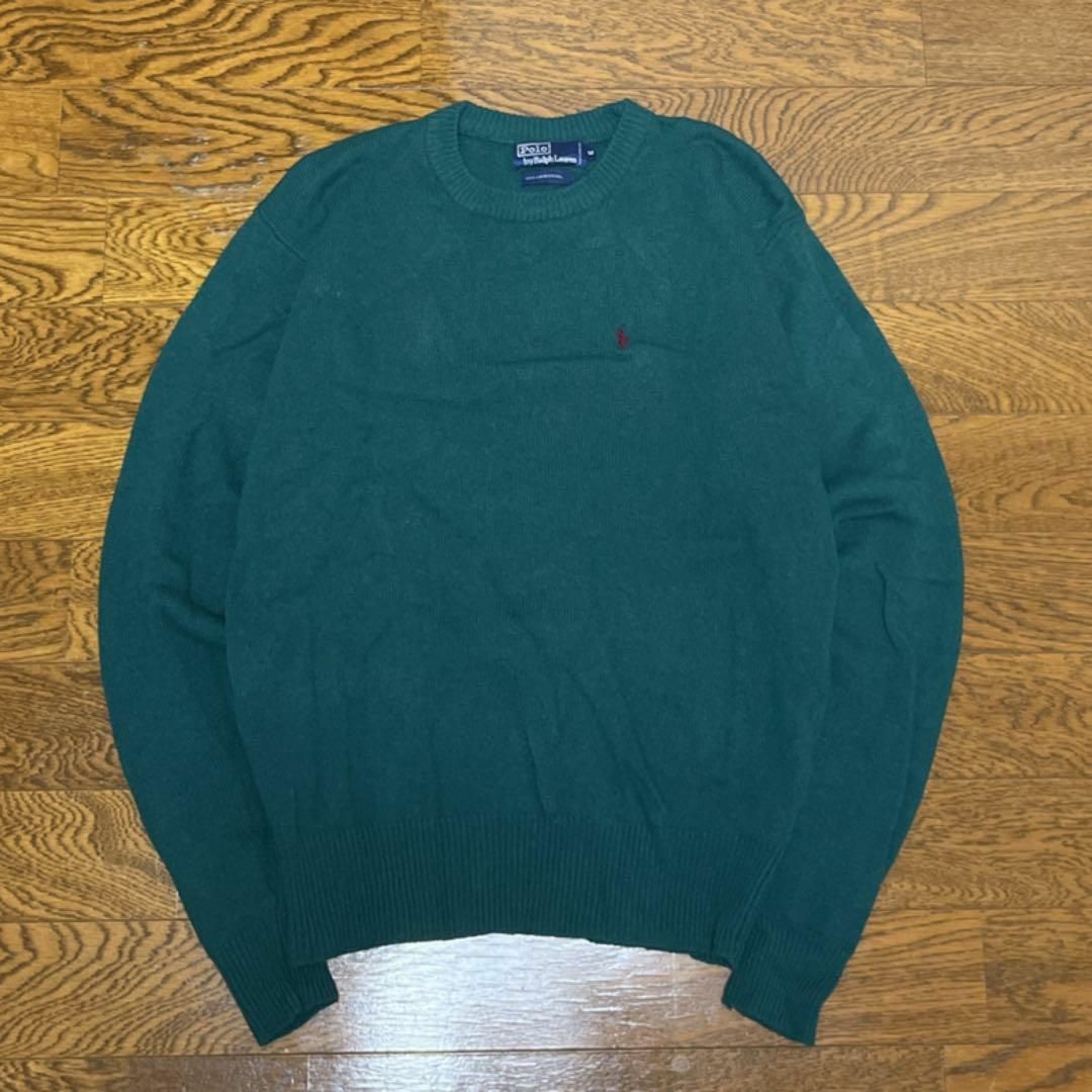 POLO RALPH LAUREN(ポロラルフローレン)の90s POLO RALPH LAUREN ウールニット セーター グリーン M メンズのトップス(ニット/セーター)の商品写真