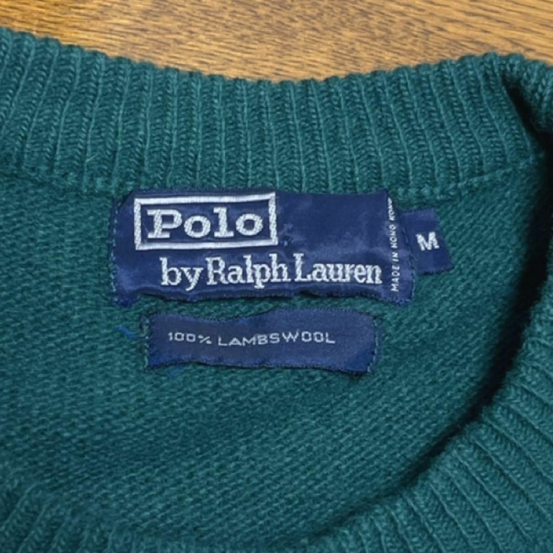 POLO RALPH LAUREN(ポロラルフローレン)の90s POLO RALPH LAUREN ウールニット セーター グリーン M メンズのトップス(ニット/セーター)の商品写真