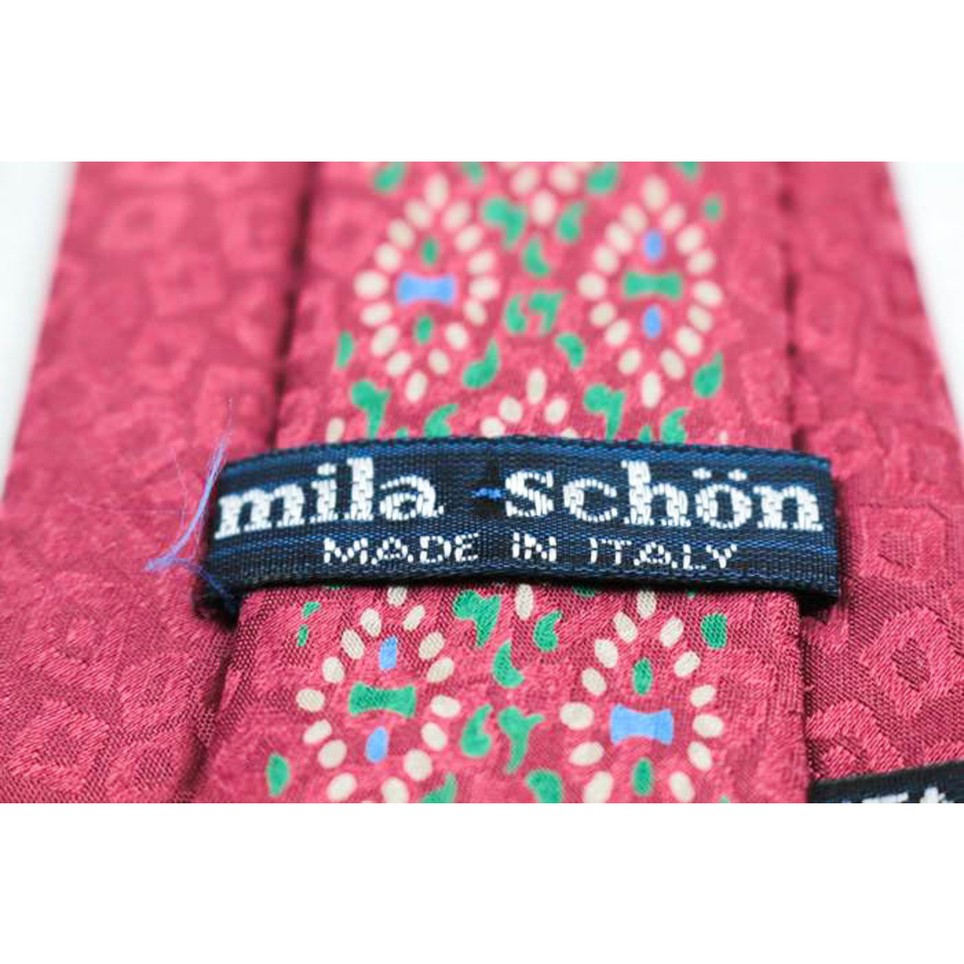 mila schon(ミラショーン)のミラショーン ブランド ネクタイ ロゴ 格子柄 パネル柄 シルク イタリア製 メンズ ピンク mila schon メンズのファッション小物(ネクタイ)の商品写真