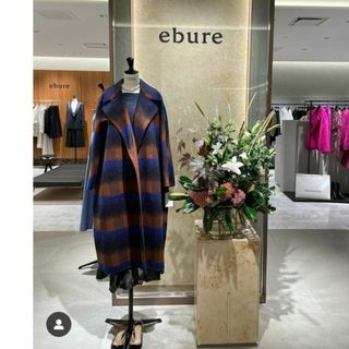 ebure - ebureニードルチェックロングコート　エブール　drawer ドゥロワー