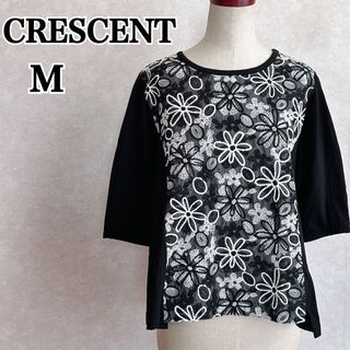 クレッシェント(CRESCENT)のCRESCENT クレッシェント カットソー トップス お花 刺繍(カットソー(半袖/袖なし))