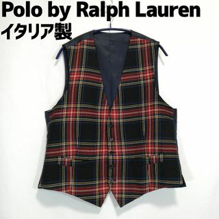 ポロラルフローレン(POLO RALPH LAUREN)のポロラルフローレン イタリア製 ベスト ジレ チョッキ Polo チェック柄(ベスト)