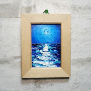 油絵 油彩 油彩画 絵 絵画　ミニ絵画【スーパーブルームーン】(絵画/タペストリー)