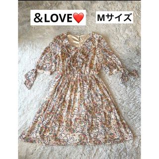 【新品】アンドラブ　＆LOVE  チュニック　ワンピース　花柄　M  フリル　(ロングワンピース/マキシワンピース)