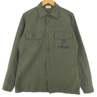 古着 70年代 米軍実品 USMC アメリカ海兵隊 ミリタリー ユーティリティシャツ USA製 メンズM ヴィンテージ /eaa427864(シャツ)