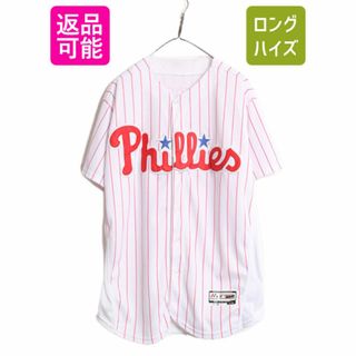 MLB オフィシャル Majestic フィリーズ ベースボール シャツ メンズ M 程/ ユニフォーム ゲームシャツ メジャーリーグ 半袖シャツ 大リーグ(ウェア)