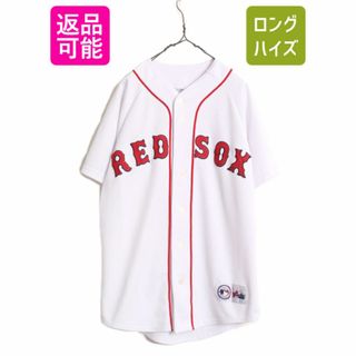 MLB オフィシャル Majestic レッドソックス ベースボール シャツ メンズ M 程/ 古着 ユニフォーム メジャーリーグ ゲームシャツ 半袖シャツ(ウェア)