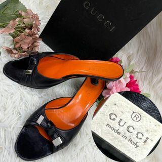 Gucci - GUCCI グッチ レディース 24.5cm ロゴ金具 ミュール サンダル 箱付