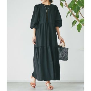 アンディコール(un dix cors)の13日まで！美品完売品 今期 un dix cors 前後2WAYワンピース 黒(ロングワンピース/マキシワンピース)