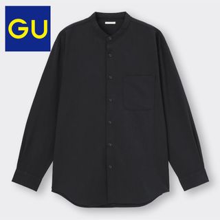 GU - GU リラックスフィットバンドカラーシャツ 長袖シャツ 黒