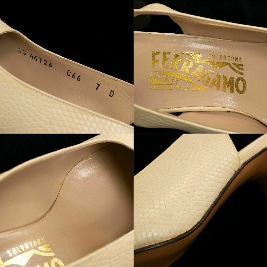 Salvatore Ferragamo(サルヴァトーレフェラガモ)の【全額返金保証・送料無料】フェラガモのパンプス・正規品・美品・パイソン型押し レディースの靴/シューズ(ハイヒール/パンプス)の商品写真