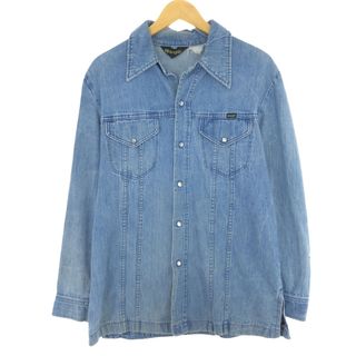 ラングラー(Wrangler)の古着 70年代 ラングラー Wrangler オープンカラー ボックス 長袖 デニムシャツ メンズL ヴィンテージ /eaa428950(シャツ)