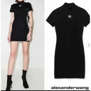 アレキサンダーワン(Alexander Wang)のALEXANDER WANG ボディコンニット モックネック Tシャツドレス(ミニワンピース)