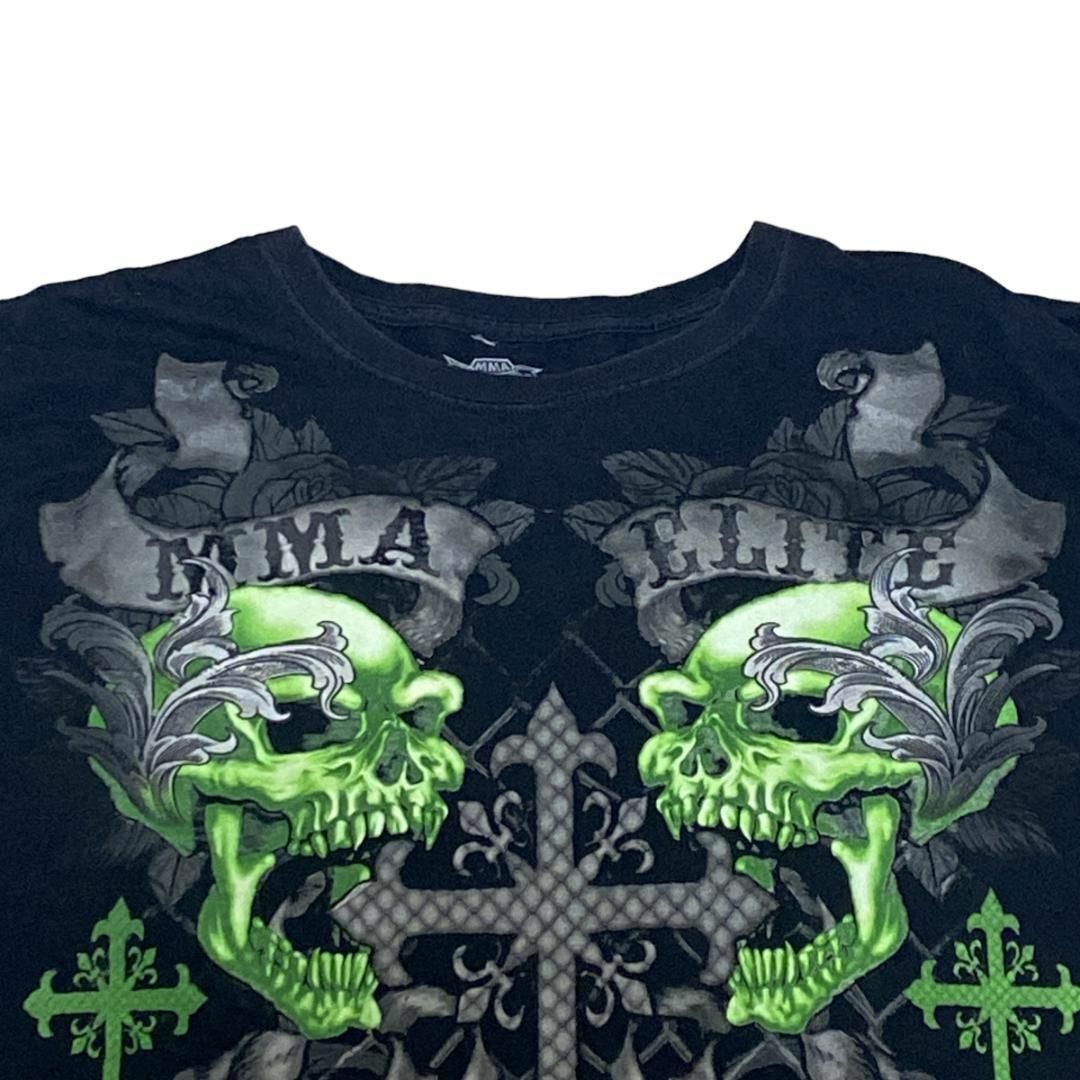 MMA ELITE半袖Tシャツ 格闘技 スカル ドクロ 十字架 US古着 z60 メンズのトップス(Tシャツ/カットソー(半袖/袖なし))の商品写真