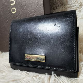 グッチ(Gucci)の希少 GUCCI オールドグッチ レザー 本革 カードケース 名刺入れ ブラック(名刺入れ/定期入れ)