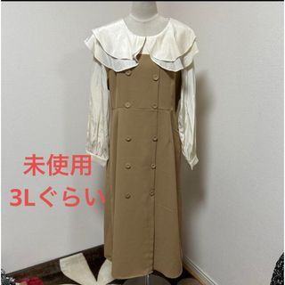 未使用　2xl 大きな襟の　ロングワンピ(ロングワンピース/マキシワンピース)